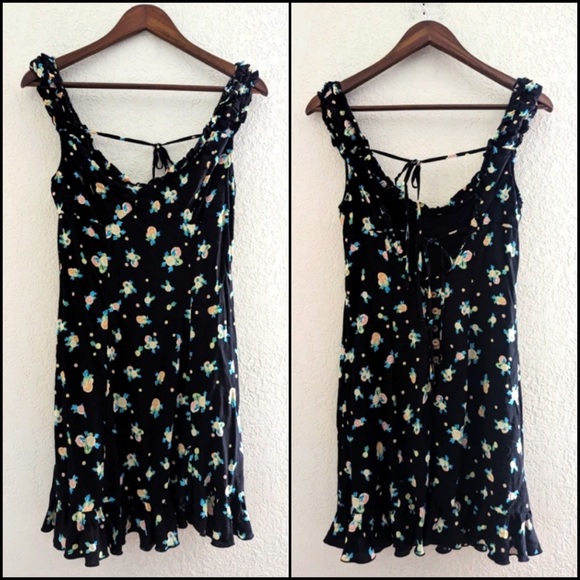Free People Black Lemon Floral Print Mini Dress - Picture 8 of 11